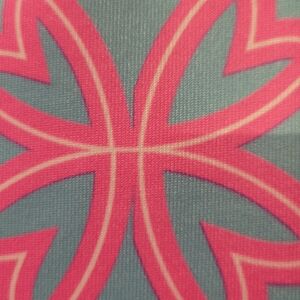 Gretchen Scott Designs Strapless Dress in Blue and Pink Geometric Print